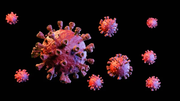 Imagen Del Concepto Célula Viral Gripe Covid Coronavirus Covid Bandera — Foto de Stock