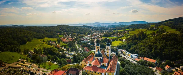 Panorama Aéreo Basílica Mariatrosta Barroca Cima Colina Purberg Mariatrost Distrito —  Fotos de Stock