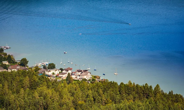 Blick Auf Den Worthersee Vom Pyramidenkogelturm Reiseziel Österreich — Stockfoto