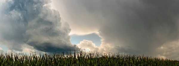 Panorama Céu Tempestuoso Dramático Área Rural Tempo Tema — Fotografia de Stock