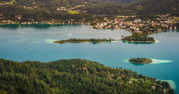 Avusturya Daki Worthersee Gölü Piramidenkogel Kulesi Nden Görüntü Seyahat Hedefi — Stok fotoğraf