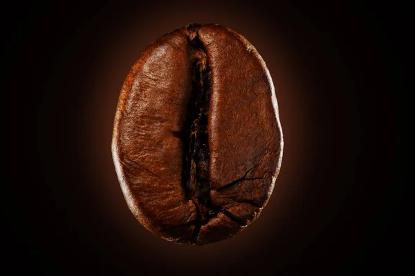 一个咖啡豆在黑色背景隔离. — 图库照片