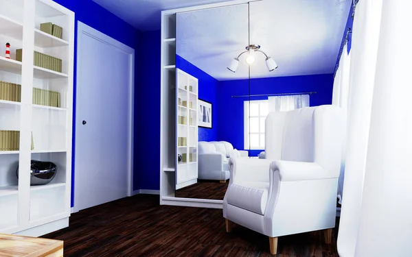 Ruang Tamu Biru Ilustrasi Stok Foto Bebas Royalti
