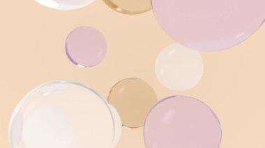 Uçan topların soyut arkaplanı. Çok renkli uçan balonlar. 4k 3d oluşturma