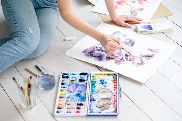 Draw skill artful paint leisure watercolor picture — Stock Photo, Image
