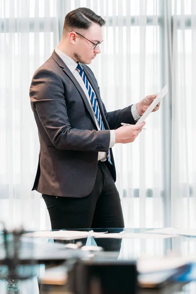 Business man read document office work manager — Stock Photo, Image