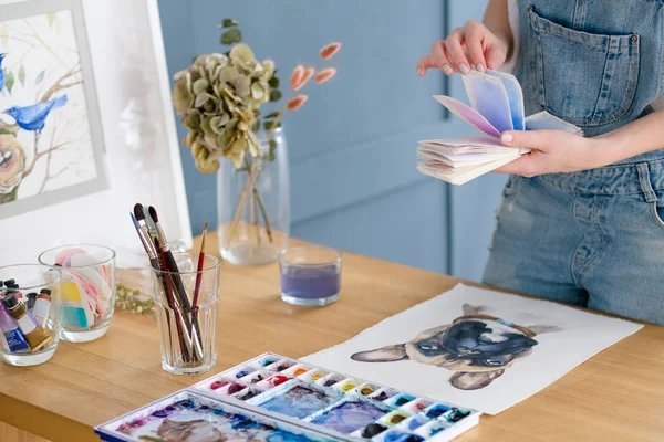 Kunst malen Aquarell Swatch Farbstoff Tinte mischen kreativ — Stockfoto