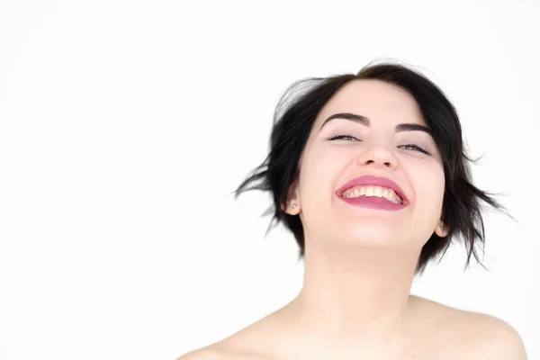 Emozione faccia gioia felice ragazza entusiasta sorriso raggiante — Foto Stock