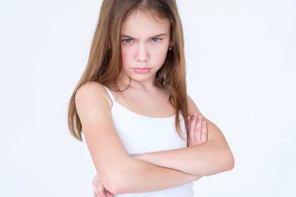 Emotie pijn kijken beledigd grillige jongen meisje — Stockfoto