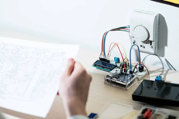 Esquemas de engenharia de desenvolvimento de sistemas domésticos inteligentes — Fotografia de Stock