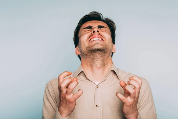 Unkontrollierbare Wut Hilflosigkeit Verzweiflung Mann Gesicht — Stockfoto