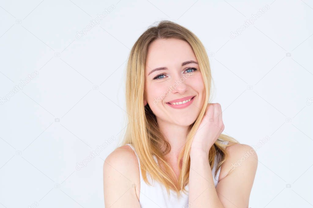 emotion face happy pretty smiling content woman