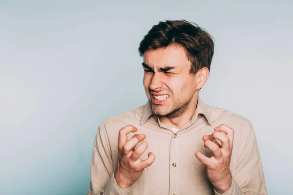 Unkontrollierbare Wut Hilflosigkeit Verzweiflung Mann Gesicht — Stockfoto