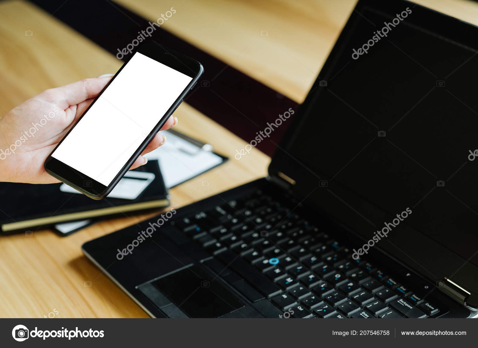 Mobile Payment Secure Online Finance Phone Laptop Stock Photo