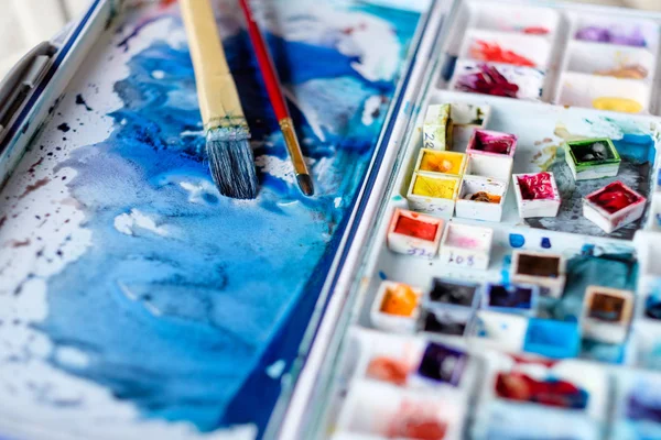 Sztuka malowania inspiracji akwarela atrament palety — Zdjęcie stockowe