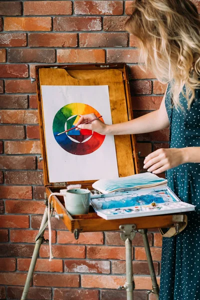 Paint lesson art class skill learn draw color wheel — Stock Photo, Image