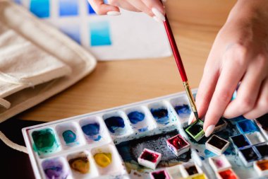 suluboya paleti fırça sanat aracı enstrüman mürekkep