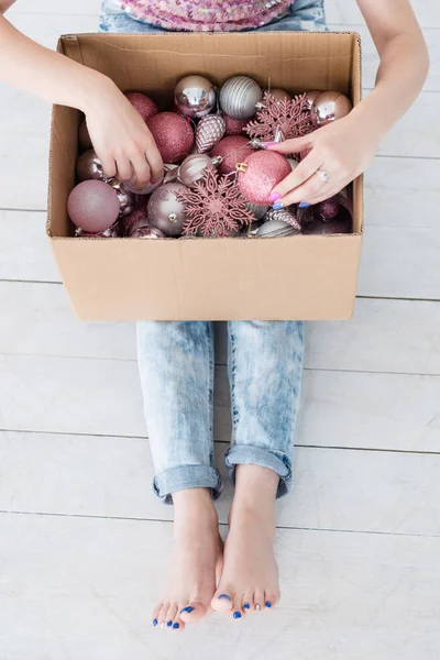 Christmas traditie home decor kiezen ballen speelgoed — Stockfoto