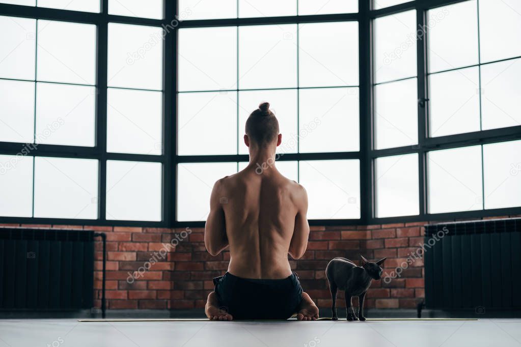 healthy back spine yoga sport man exercising gym