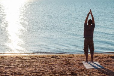 yoga meditation peaceful summer sea destination clipart