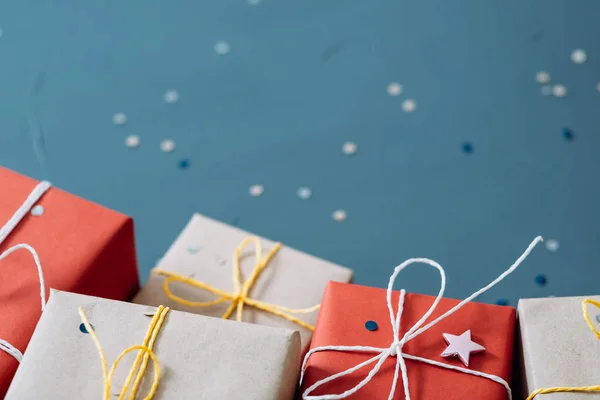 Holiday jul röd craft presenterar urval — Stockfoto