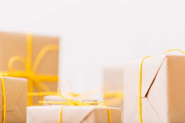 Festive holiday gift box background craft present — Stock Photo, Image