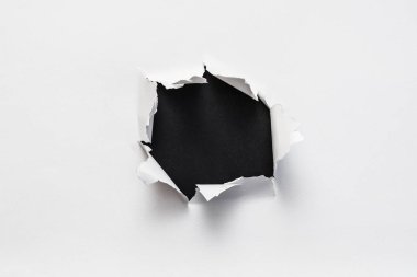 ripped torn white paper empty black space clipart