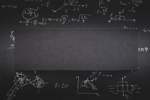 Empty black paper formula calculation background — Stock Photo, Image
