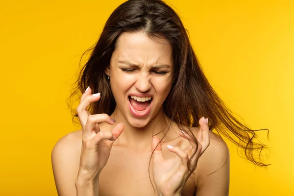 Stress emotionele verdeling expressie vrouw scream — Stockfoto