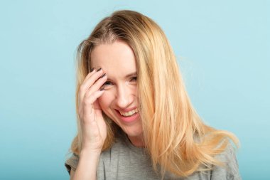 laughing embarrassed woman cover facepalm shame clipart