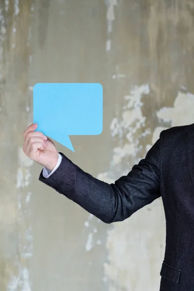 Blue empty speech bubble business Frage beantworten — Stockfoto