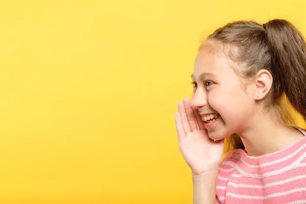 Smiley chica compartir secreto chisme comunicación — Foto de Stock