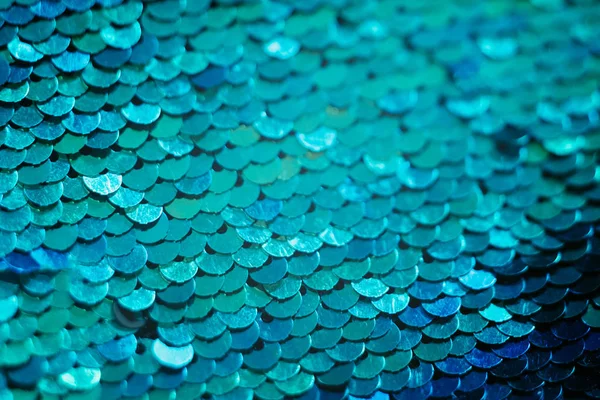 Glinsterende blauwe pailletten achtergrond zeemeermin schaal — Stockfoto