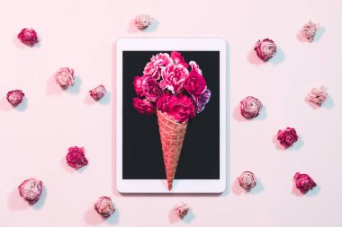 dekor kadınlar mevcut tablet bilgisayar buket gül