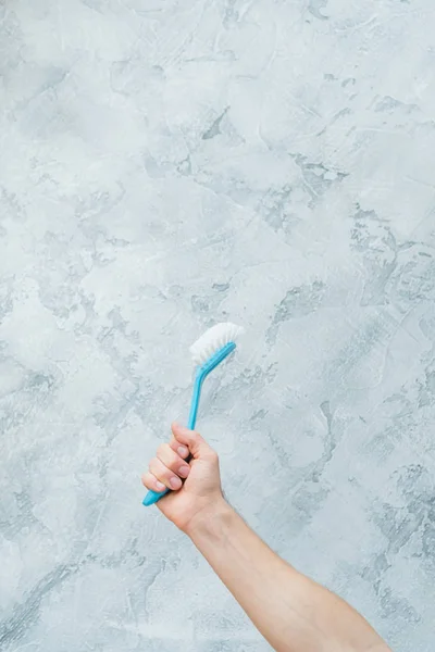 Cleaning hand hold brush copy space background — Stock Photo, Image