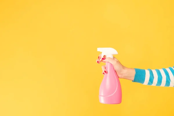 Home cleaning chore hand atomizer copy space — Stock Photo, Image