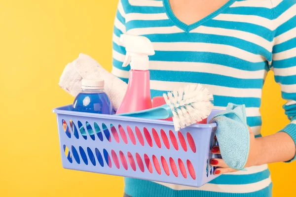 Hazai termék háztartás nő tisztítószerek — Stock Fotó