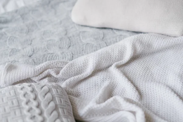 Merajut selimut berbagai macam kerajinan buatan tangan tekstur — Stok Foto