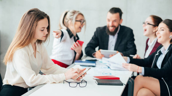 corporate bullying business team meeting colleague