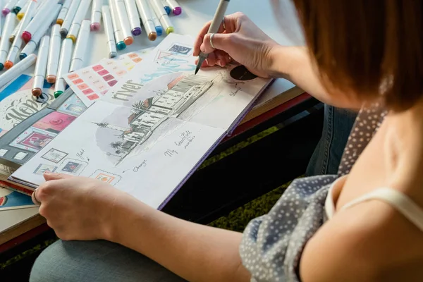 artist sketching workplace inspiration woman draw