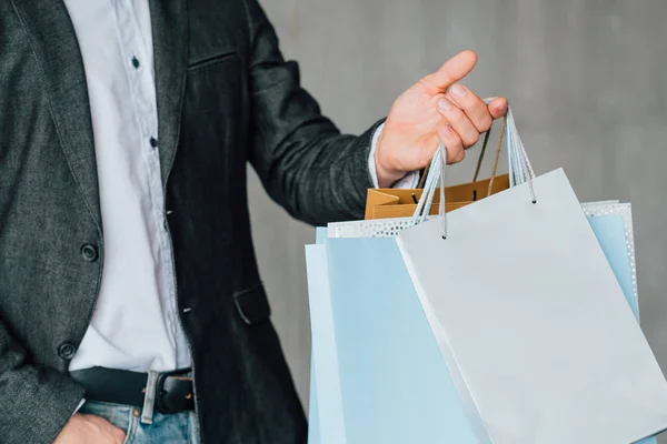 男人购物城市时尚生活方式袋 — 图库照片