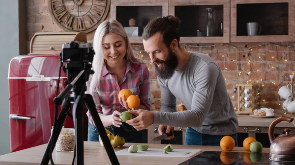 Vlog ökológiai élelmiszer egészséges táplálkozás blog videóinak — Stock Fotó