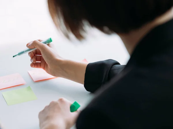 Teamlead femme lieu de travail stratégie de remue-méninges — Photo