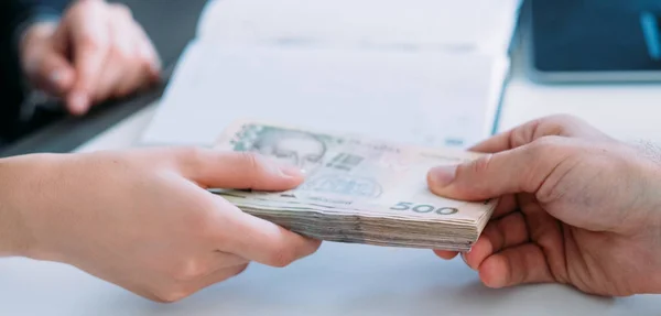Cash money stack bribery corruption hryvnia bills — Stock Photo, Image