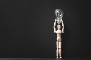 beyin fırtınası ilham fikir tahtadan adamın ampul