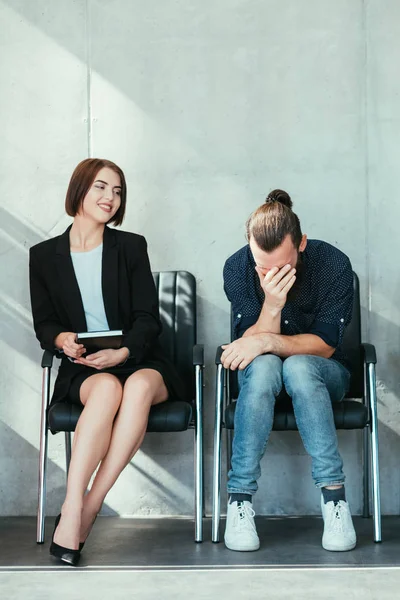 Gloating professional competition job interview — Stock Photo, Image