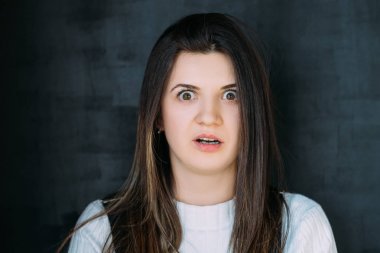 shock scared young woman facial expression phobia clipart