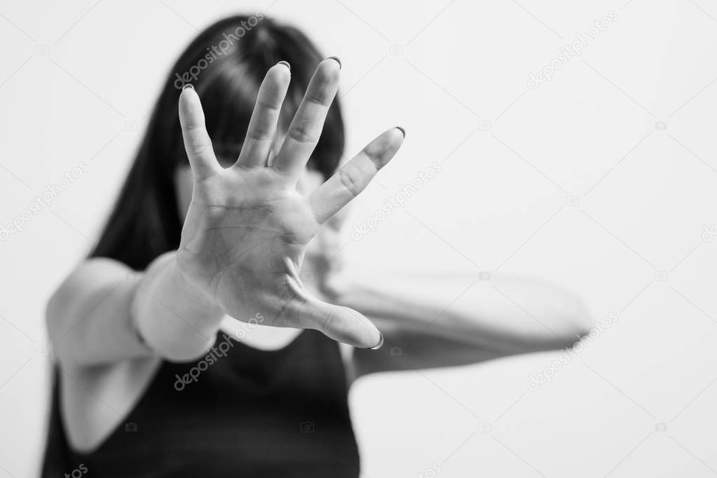 stop violence rejection denial gesture woman hand