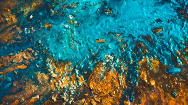 soyut mavi turuncu boya arka plan akrilik sanat