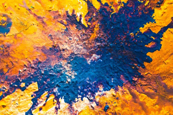 抽象的な青いオレンジ色の砂漠の川のペイントの背景 — ストック写真